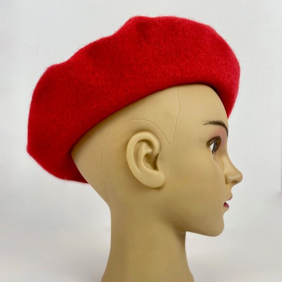 Classic Red French Beret Parisian Cap 100% Wool Blend - Picture 5 of 15